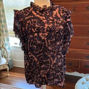 Elegant Leopard Print Ruffle Top